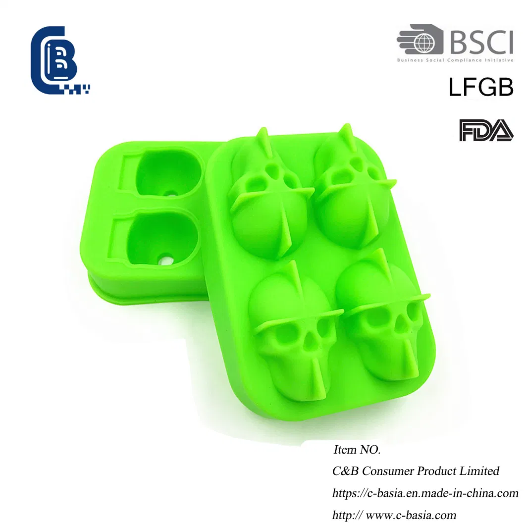 3D Skull Silicone Ice Cube Mold Tray Make Skulls Round Ice Cube Maker Kitchenware Bar Tools